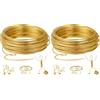 Romon Filo Alluminio 2 mm X 10 M, Wire Alluminio Di Modellabile, Filo Metallico In Alluminios,Metallico per Bigiotteria Gioielli Abbellimenti (Dorato) (Confezione da 2)