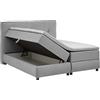 Atlantic Home Collection Letto a molle con topper (durezza H2) e vano portaoggetti su entrambi i lati, grigio chiaro, grigio chiaro, 200 x 200 cm