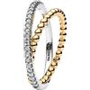 Pandora Anello Donna Bicolore Crossover Sfere Pavé 164827C01