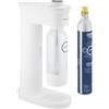GROHE Blue Fizz Advanced - Gasatore Starter Kit (Display digitale del livello di CO2, 1 bombola di CO2, 1 bottiglia d'acqua da 0,85 + polvere pulizia), Bianco, 31945L00