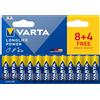 VARTA Pile AA, 8+4 (12 pezzi), Longlife Power, Alcaline, 1,5V, ideale per giocattoli, mouse wireless, torce elettriche, imballaggio riciclato al 90%, Made in Germany