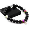 Gioielli Pietre E Minerali. Bracciale Perle Agata Nera + Quarzo Titanio + Ematite Mul