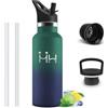 Mulbijeo Borraccia Termica 500ML, 18/8 Acciaio Inox, Bottiglia Termica Bambini, Senza BPA, Termos, Sottovuoto a Doppia Parete, Bottiglia Termiche con Cannuccia, Borracce per Scuola, Verde e blu scuro
