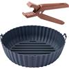 Fackelmann Set Cucina Tagliacastagne con Lama Acciaio Inox e Stampo Rotondo in Silicone per Friggitrice ad Aria Ø 22,5 cm Ø Interno 18 cm, Kit Incidi Castagne e Teglia Circolare Senza BPA per Air Frye