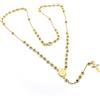COLLANA ROSARIO ORO GIALLO 18K, CON SFERE DA 3 MM, MEDAGLIA MIRACOLOSA E CROCE