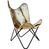 PARRYS LEATHER WORLD Sedia Relax Farfalle in Pelle di Cowhide Marrone/Bianco