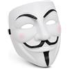 Maschera V for Vendetta in Plastica Bianca Modello Iconico Anonymous Full Face