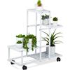 Relaxdays Supporto per le piante Etagere da giardino 4 ripiani Bianco Supporto per piante