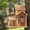 Casa per uccelli in legno, casa per colibrì, rustica a 5 buche. Cafe Bluebird