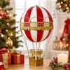 okaffarefatto Mongolfiera Decorativa h 45 cm Metallo Rossa e Dorata da Appendere o Appoggiare