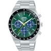 Lorus Orologio cronografo solare Lorus da uomo, 42 mm, acciaio inox RZ523AX9