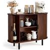 VEVOR Armadietto Organizzatore da Salotto con 2 Ante Scorrevoli, Credenza in Stile Medievale per Soggiorno, Ingresso, Mobile Contenitore da 100 x 40 x 75 cm, Credenza da Cucina in Noce