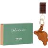 THUN - Portachiavi croissant e cioccolato - 8x15cm - Materiale principale: 100% poliestere con rivestimento in PU; Metallo: lega di zinco e ferro