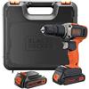 BLACK+DECKER BCD003C2K-QW Trapano Avvitatore a percussione 18 V, 2 Batterie-1.5A