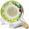 Grattugia Per Aglio In Stile Mediterraneo Con Spazzola, Colore Verde Oliva,