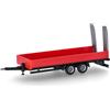 Herpa Modellino di camion rimorchio a carico profondo con rampe di carico a 2 assi, rosso, miniatura in scala 1:87, da collezione, made in Germany, plastica