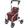 Carlett Deambulatore con Sedile e Schienale, Prodotto Medico Certificato UE, Ruote Grandi 20 cm, Manico Regolabile, Freno di Parcheggio e Pedale per Cordoli, Robusto ed Ergonomico, Lett Go, Rosso