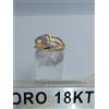 Anello in oro giallo 750 18 carati con pietre bianche gr. 2,7 misura 17 +2650
