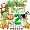 Aurasky Palloncini Compleanno 2 Anni Palloncini Animali Giungla Decorazioni Compleanno 2