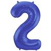 Folat 65922 Palloncino di alluminio Numero Figura 2 Blu Metallizzato Opaco 86 cm - decorazione palloncino di elio per compleanno, anniversario