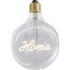 AMARCORDS - Lampadina Led dimmerabile, filamento con la scritta HOME, luce calda 2500K, vetro chiaro tipo globo, E27, 4W