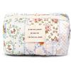 Sminra 2 trousse da viaggio per trucchi, graziose, grandi, trapuntate, organizer per cosmetici, in cotone, motivo floreale, per donne e ragazze