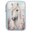Depesche 13974 Miss Melody - Astuccio a 2 Scomparti con Contenuto | in azzurro con motivo a cavalli e fiori, astuccio con matite colorate, forbici, righello e molto altro ancora