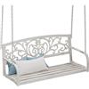 Relaxdays Dondolo Sospeso, Panca da Giardino da Appendere, Panchina Metallo, 2 Posti, HLP: 190x133x55 cm, Bianco Bronzo