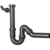 Cornat Rezyklat T353004R, sifone tubolare per lavabo, 1 1/2 pollici x 40 mm, con attacco per dispositivo e ramo a 45°, realizzato in plastica riciclata, prodotto in qualità tedesca, colore grigio