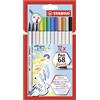 STABILO Premium Fibre-Tip Pen with Brush Tip - STABILO Pen 68 brush - Pack of 12 - Assor
