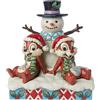 Enesco Figurina Cip e Ciop con pupazzo di neve Collezione Disney Traditions