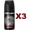 Denim 3 PZ DENIM BLACK DEODORANTE SPRAY 150ML DEO BODY 24H