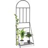 Relaxdays Fioriera con grigliato Scaffale per piante Porta fiori decorativo 25 kg Nero