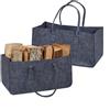 Relaxdays Set 2 portalegna in feltro grigio scuro Borsa legna da ardere Cesta portaoggetti