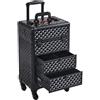 Yaheetech Valigetta Trucchi Trolley Make Up Valigia con 2 Cassetti Nero | Ruote Girevoli a 360° Rimovibili, Beauty Case Rigido da Viaggio per Estetista Professionale, 34,5 x 24,5 x 58 cm