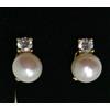 MR Orecchini In Oro 18K 750 Mls. Perla 9,8MM Con Circonita Ref.N4204-10A. 14,9 MM.