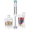 Arendo - Frullatore a immersione in acciaio inox da 1200 Watt - Motore DC - con misurino da 800 ml + frusta - 2 livelli di velocità - pulsante turbo - base in acciaio inox rimovibile - LED blu -