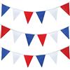 SHATCHI 25 m rosso bianco e blu bandierine ghirlanda Union Jack Banner decorazioni per feste forniture eventi sportivi pub barbecue tema reale francese USA 2 confezioni da 25 m - 50 bandiere