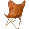 PARRYS LEATHER WORLD Sedia Farfalla in Pelle Buffalo Artigianale Tan Pieghevole Vintage