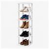 Relaxdays Portascarpe, 6 ripiani, HxLxP: 91 x 26,5 x 30,5 cm, bianco | impilabile, espandibile, plastica, scarpiera, salvaspazio, compatto