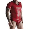 Regnes Fetish Planet Men's Wetlook Set: Crew Neck T-Shirt, Brazilian Briefs, Size S