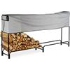 Relaxdays Scaffale Portalegna, Molto Largo, con Telo Protettivo, Mobile per Camino, in Metallo, HLP 122x245x40 cm, Nero