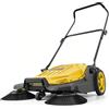 VEVOR Spazzatrice Manuale a Spinta da Giardino, Spazzarifiuti non Elettrica con Larghezza Pulizia 650 mm, Contenitore da 18,9 Litri e Manico Pieghevole Regolabile, Colore Giallo, per Cortili Garage