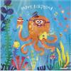 Janod - Biglietto di auguri puzzle - Biglietto regalo puzzle 25 pezzi Polpo + 1 biglietto + 1 busta - Ideale come regalo di compleanno, biglietto di auguri - Dai 3 anni in su