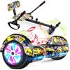 SISIGAD Hoverboard con fissaggio del sedile Combo, 6,5 pollici auto bilanciamento Hover Board con altoparlante Bluetooth e luci LED per bambini ragazze ragazzi (incluso Gokart)