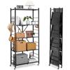 VEVOR Scaffale Portaoggetti Pieghevole a 5 Ripiani con Ruote, 360 x 810 x 1830 mm, Scaffale in Metallo Pieghevole, Robusto Resistente Senza Montaggio, per Garage, Cucina, Cantina Nero