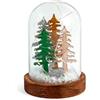 H&H Natale Campana in Vetro con Led, Altezza 14cm, Decorazione Natalizia