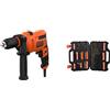 BLACK+DECKER BEH200-QS Trapano a Percussione a Filo Compact in Cartone, 500W & Punte Trapano, Set Titanium Per Forare E Avvitare, 109 Pezzi, Nero, A7200-Xj