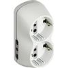 BTicino S3614D Adattatore B4 Presa Multipla a 4 posti, con 2 prese Schuko standard tedesco e 2 prese bivalenti10/16 A, Spina grande 16A, colore Bianco