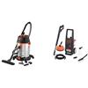 Black+Decker BXVC30XTDE Aspiratore Solidi e Liquidi (1600 W, 30 l) & BXPW1600PE Idropulitrice ad Alta Pressione (1600 W, 125 Bar, 420 l/h) con Patio Cleaner e Spazzola Fissa, 230 V, Nero/Arancione